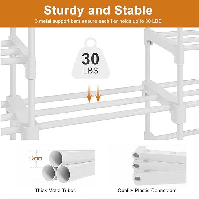 WOWLIVE 9 Tiers Large Shoe Rack White Shoe Rack Organizer for Closet 50-55 Pairs Stackable Heavy Duty Shoe Shelf Shoe Storage
