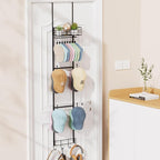 VITVITI Over the Door Hat Rack Organizer, 4 Tier Cowboy Baseball Cap Hat Rack for Door Wall Mounted, Metal Over Door Hanging 
