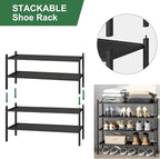 kiplant Shoe Rack for Entryway, Black Bamboo Shoe Rack 4-Tier, Stackable Shoe Organizer for Hallway Closet, Free Standing Sho