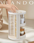 Vlando 360°Rotating Jewelry Box,Earring Organizer Large Vertical Jewelry Organizer with 6 Necklace Hooks, Open Ring Display S