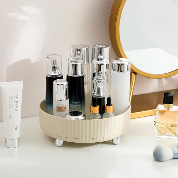Anyoifax Makeup Perfume Organizer Tray 360 Degree Rotating Lazy Susan Skincare Lotion Organizer Spinning Cosmetics Storage fo