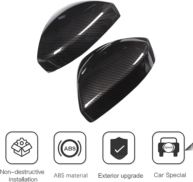 ABS Rearview Mirror Cover Side Mirror Protector Exterior Decoration for Land Rover Evoque 2016-2019,For Land Rover Discovery Sport 2015-2019,For Jaguar F-Pace X761 (Carbon fiber style)