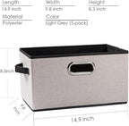 PRANDOM Large Fodable Storage Bins for Closet [5-pack] Decorative Linen Fabric Storage Bins Cubes with Leather/Metal Handles 