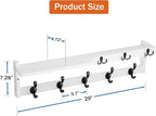 29'' Coat Rack Wall Mount with Shelf, Coat Hanger Wall Mount with Key Hooks and Mail Holder, Wood Entryway Floating Shelf wit