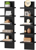 HOOBRO 5 Tier Wall Shelf Unit, 2 Pack Floating Shelves Wall Mounted, Wall Mount Vertical Shelving, Floating Storage Rack, Org