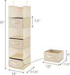 MAX Houser 6 Tier Shelf Hanging Closet Organizer, Closet Hanging Shelf with 2 Sturdy Hooks for Storage, Foldable (Beige-D3)