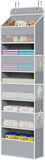 Univivi Hanging Storage Organizer Nursery Closet Cabinet Baby Storage with 5 Large Compartments 6 Side Pockets for Cosmetics,