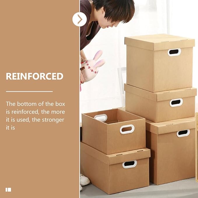 Zerodeko Document Box with Lid 30l 43x31x24cm Kraft Paper File Storage Box Sturdy File Organizer for Office and Home Filing