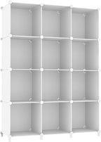 AWTATOS Cube Storage Organizer Storage 12 Cube Bookshelf DIY Plastic Closet Clothes Storage Shelves with Wooden Mallet, Stack