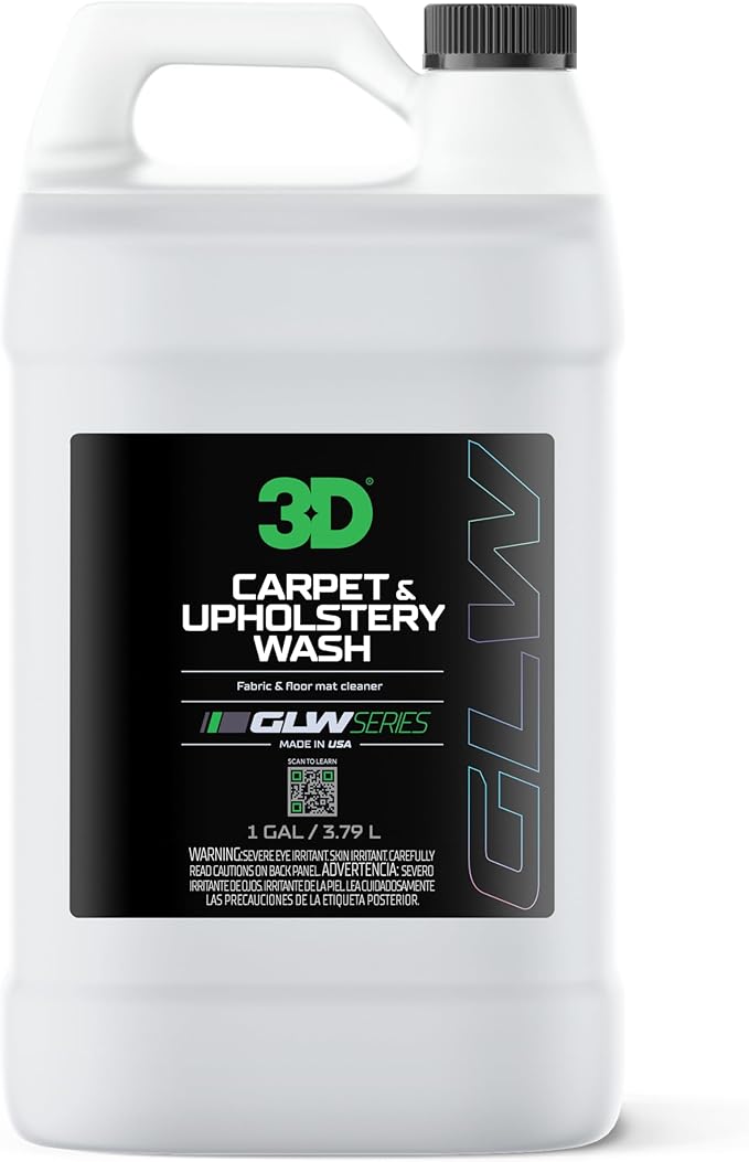 3D Carpet & Upholstery Wash 1 Gallon – Professional Car Interior Cleaner – Removes Stains, Dirt & Odors – Safe for Fabric, Ca