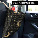 Car Trash Can, Cute Car Trash Bag, Hanging Car Organizer and Storage Bag, Trash Bin for Car Accessories, Vehicle, Travelling, Camping Golden Moon Star