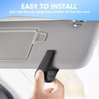 Sunglasses Holder for Car, One-Handed-Operation Leather Sunglasses Clip for Car Sun Visor, 2Pack Sturdy Eyeglasses Holder and Ticket Card Clip, Auto Interior Car Visor Accessories (Black)