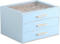 Frebeauty Clear Lid Jewelry Box,3-Layer Jewelry Organizer with Drawer,PU Leather Jewelry Organizers and Storage,Jewelry Boxes