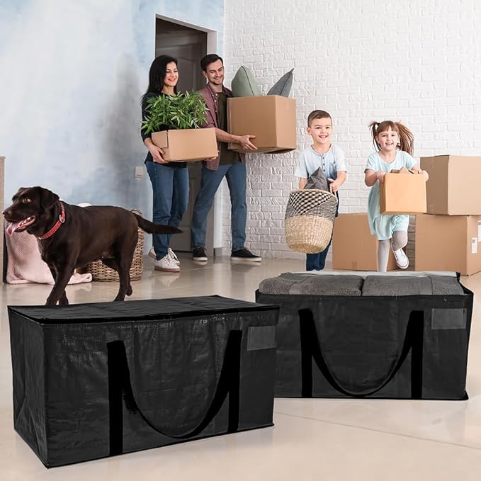 ClearSpace Oversized Moving Bags or Storage Bag – Large Moving Boxes with Backpack Straps, Zippers & Handles – Heavy-Duty Pac