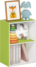 Furinno Luder Bookcase / Book / Storage, Green/White, 2-Tier