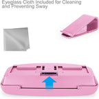 MOSISO Car Visor Sunglasses Case, Universal Automotive ABS Eyeglasses Holder Protective Box Clip Eyewear Hard Shell Storage Organizer with Magnetic Closure and Double Card Clamp, Pink