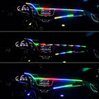 LED Interior Car Strip Light, Multicolor RGB 6 in 1 Optic Ambient Lighting Kits，Dual Control with Switch and A P P, Neon Lights On Car Dashboard with Music Sync Mode (6 in 1)