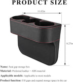DXNQ Car Cup Holder Gap Filler Organizer, Multifunctional Auto Front Console Gap Filler with Cup Holder, Leather Extra Cup Ho