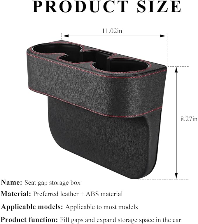 DXNQ Car Cup Holder Gap Filler Organizer, Multifunctional Auto Front Console Gap Filler with Cup Holder, Leather Extra Cup Ho