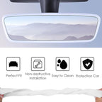 2PCS Protector Trim Frame Compatible with Tesla Model 3 Y 2020-2024 2026 Screen Edge Frame Rearview Mirror Cover Interior Silicone Decorations Center Console Decor Highland Juniper Accessories (White)