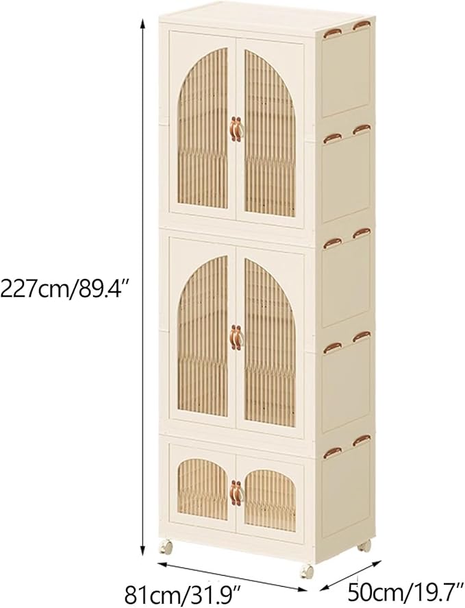 Heavy Duty Clothes Rack - Portable Foldable Wardrobe with Hanging Space on Wheels for Bedroom, Dorm, or Laundry Room Use, 81x