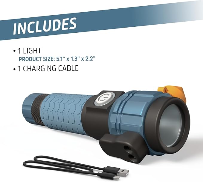 Energizer A-500 Rechargeable Flashlight, Auto Safety Seat Belt Cutter and Glass Breaker, IPX4 Water Resistant, Battery and US