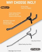 INCLY 60 Pack 2/4/6 Inch Black Pegboard Hooks, 1/4" Heavy Duty Peg Board Shelving Hooks Accessories, Peg Board Tool Hangers F
