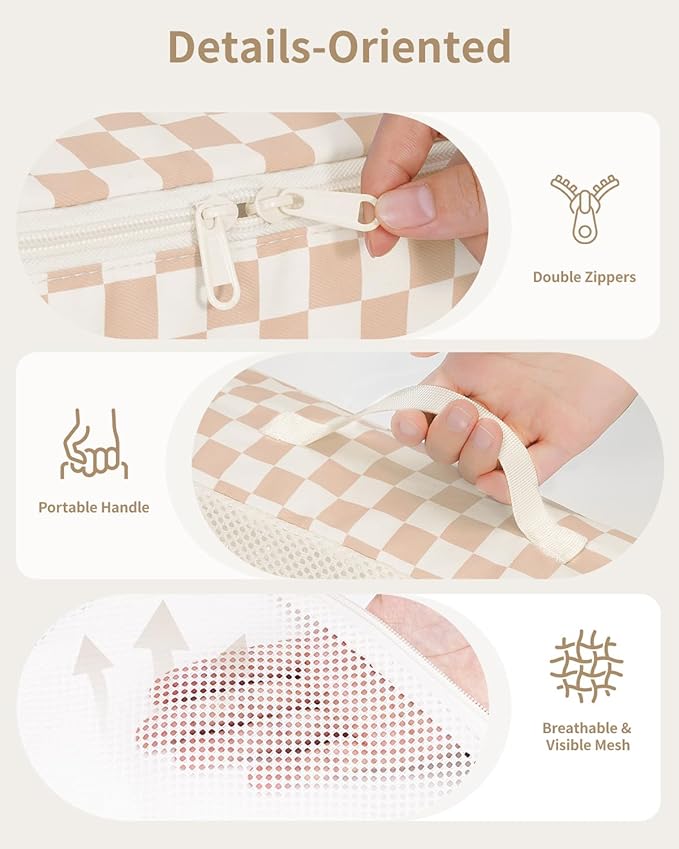 Narwey 7 Set Checkered Packing Cubes for Travel Carry on Suitcase Luggage Organizer Bags for Kids Women Men, Durable Packing 