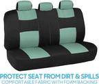 BDK PolyPro Car Seat Covers Full Set in Mint on Black – Front and Rear Split Bench Seat Covers Accessories for Auto Trucks Va