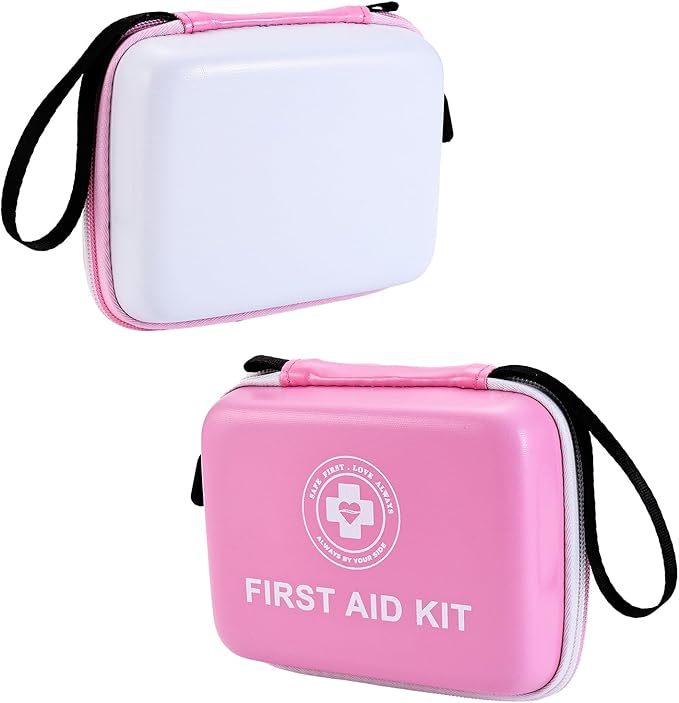 Small First Aid Kit - 165 Piece Dual-Color Emergency Medical Kit with Hard Shell & Fluorescent Exterior Coating, Emergency Fi