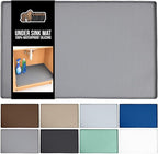 GORILLA GRIP Waterproof Silicone Under Sink Mat with Raised Lip for Kitchen and Bathroom, 46 x 22 in, Cabinet Shelf Liner Sta