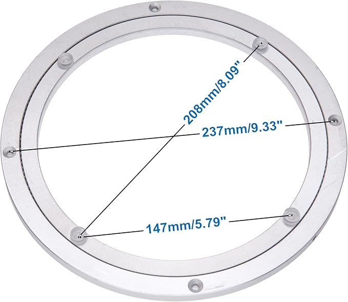 Aluminum Heavy Duty Lazy Susan Rotating Turntable Bearing Swivel Plate Hardware for Dining-Table (10 inch)