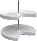 Rev-A-Shelf 28" Pie-Cut Dual Tier Lazy Susan Organizer for Corner Wall Kitchen Cabinets, Plastic Home Rotating Storage Shelve
