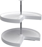 Rev-A-Shelf 28" Pie-Cut Dual Tier Lazy Susan Organizer for Corner Wall Kitchen Cabinets, Plastic Home Rotating Storage Shelve