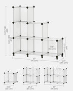 SONGMICS 6 Cube Storage Organizer, DIY Closet Shelf, Plastic Clothes Organizer, Modular Bookcase, 11.8 x 11.8 x 11.8 Inch Cub