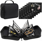 GSXRB Waterproof Anti-Tarnish Jewelry Organizer for Travel - Large Capacity Foldable Jewelry Box with 36 Compartments, Portab
