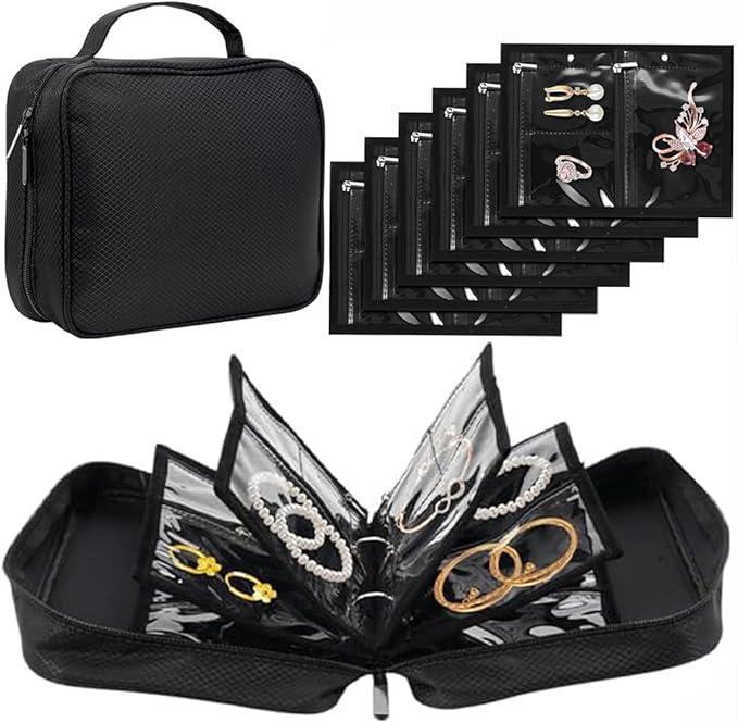 GSXRB Waterproof Anti-Tarnish Jewelry Organizer for Travel - Large Capacity Foldable Jewelry Box with 36 Compartments, Portab