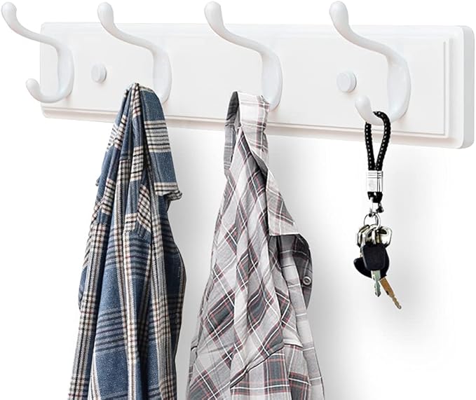 Badiano Wooden Coat Rack, Wall-Mounted Organizer for Closet, Entryway, Hallway, Foyer, Bedroom, Heavy Duty Double Hooks for H