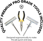 Tire Repair Kit by Boulder Tools - Heavy Duty Plug Kit for Cars, Trucks, Motorcycles, ATVs - Complete Flat Fix Automotive Tools Set with Storage Case, Valve Tool, Pliers, and Repair Plugs