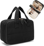 Makeup Bag, Travel Cosmetic bag, Toiletry Bag For Women, Make up Bag With Brush Storage, Hanging Toiletry Bag, Puffy Padded M