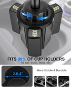 Cup Holder Tablet Mount for Car [Anti-Shake Metal Arm] Heavy Duty iPad Cup Holder Mount for Truck, Tesla, Vehicle, for iPad Pro 12.9 Air Mini Galaxy Z Fold iPhone, 4-13'' Cell Phone Tablets