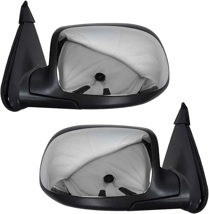 TRQ 2 Piece Driver and Passenger Side Mirror Assembly Set Manual Adjustment No Heat No Memory Chrome Compatible with 1999-200