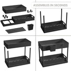 Under Sink Organizers and Storage, Bathroom Cabinet Organizer, Sink Shelf with Utility Hooks and Side Caddy for Under Cabinet