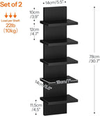 HOOBRO 5 Tier Wall Shelf Unit, 2 Pack Floating Shelves Wall Mounted, Wall Mount Vertical Shelving, Floating Storage Rack, Org
