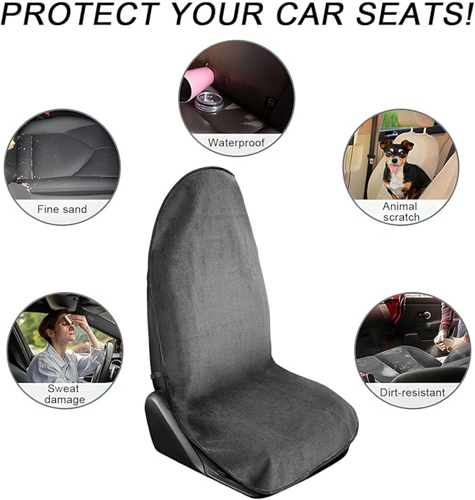 Waterproof Car Towel Seat Cover, Sweating Non-Slip Premium Towel Carseat Cover Protector, Universal Soft Machine Washable Car