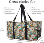 NGIL Extra Large Utility Tote Reusable Grocery Bag Oversized Collapsible for Groceries, Storage, Picnic, Beach (Wildflower-Black)