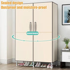Portable Closet Clothes Organizer 34in Simple Non-Woven Fabric Wardrobe Closet Multi-Functional Clothes Storage Cabinet with 