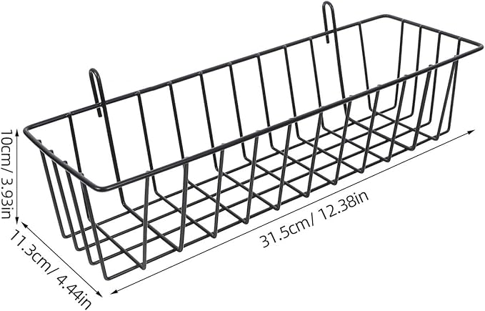 Ciieeo Wire Hanging Basket 12.4 Inch Multi-Purpose Grid Wall Storage Organizer Metal Hanging Basket for Kitchen Garage Worksh