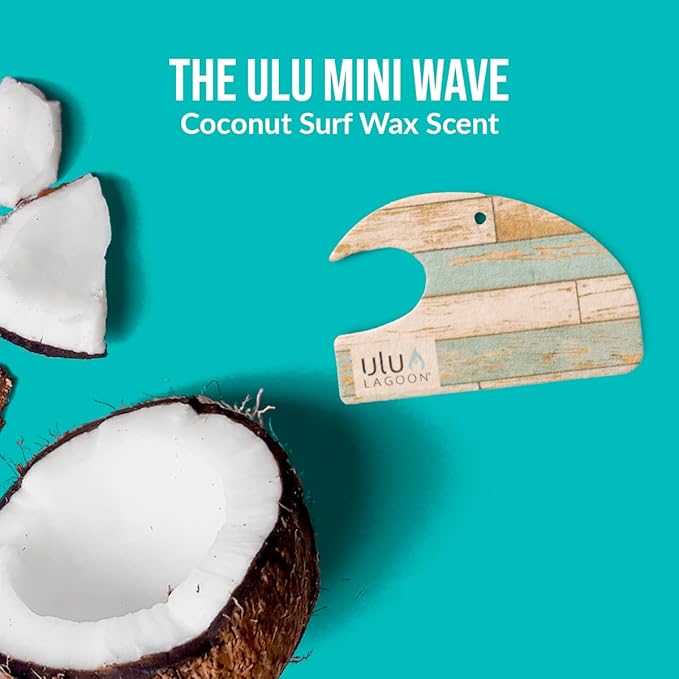 ulu Lagoon Hanging Car Air Freshener | Tropical Beach Coconut Surf Wax Scent Mini Wave | Long Lasting Car Freshener, Closet a