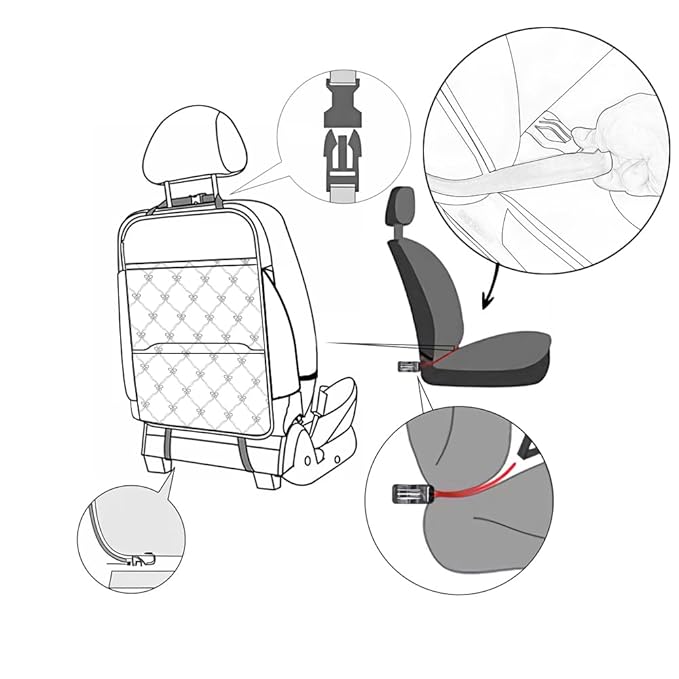 Seat Back Protector + Large Capacity Pocket Storage Organizer,Preventing The Impact of Children Stepping on The Seat Backrest (Style B-Brown)